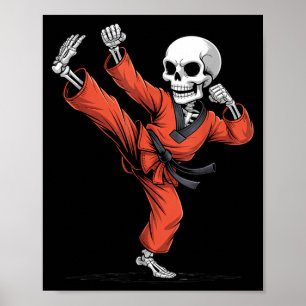 Creepy Skeleton Taekwondo Halloween Costume Poster