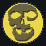 Creepy Skull Face and Full Moon Products Classic Round Sticker<br><div class="desc">A creepy skull is illuminated by a full October moon on this scary design! Available on kids and adults t-shirts as well as hoodies, mugs, magnets and gifts. Spooky for Halloween! Fully customisable too, in case you want to add your own text, change background colours, or move elements around. Make...</div>