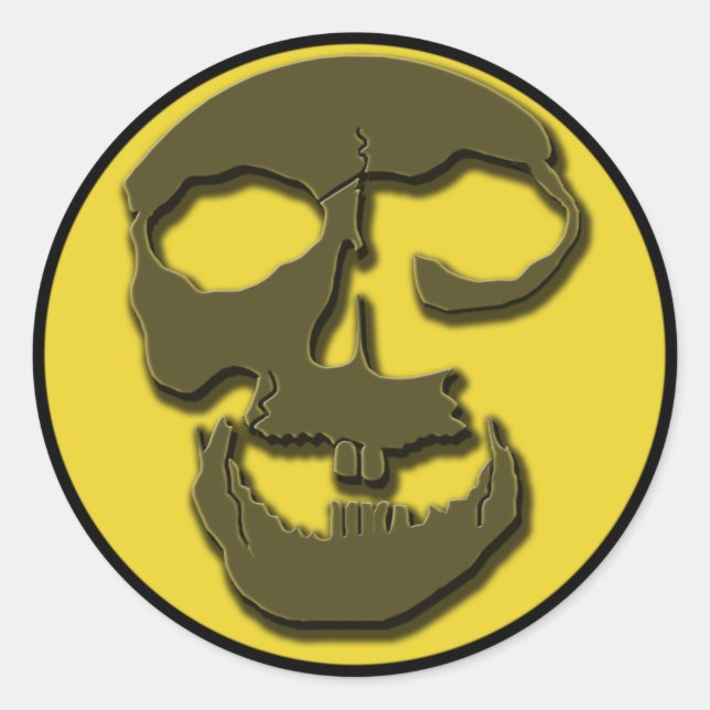 Creepy Skull Face and Full Moon Products Classic Round Sticker (Front)