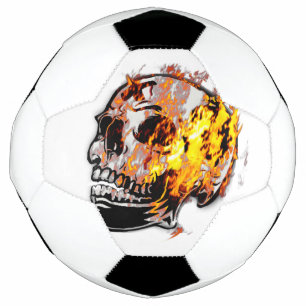 Creepy Skull & Flames Football