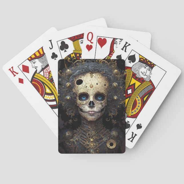 Creepy Skull Gothic Dark Fantasy Art Playing Cards (Back)