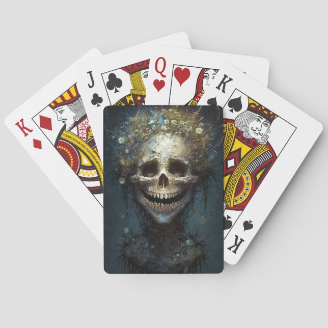 Creepy Skull Gothic Dark Fantasy Art Playing Cards (Back)