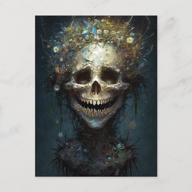 Creepy Skull Gothic Dark Fantasy Art Postcard (Front)