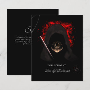 Creepy Skull Halloween Bridesmaid Proposal Card