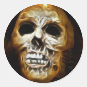 Creepy Skull Halloween Classic Round Sticker