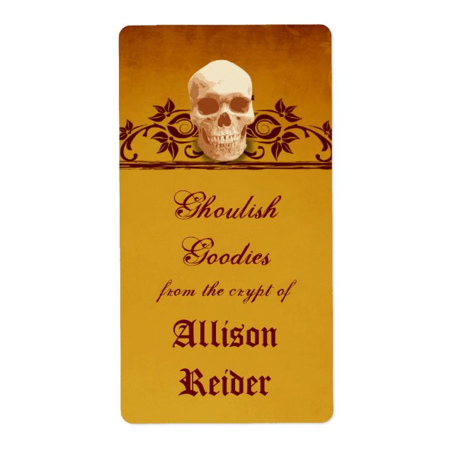 Creepy Skull Halloween Kitchen label (Front)