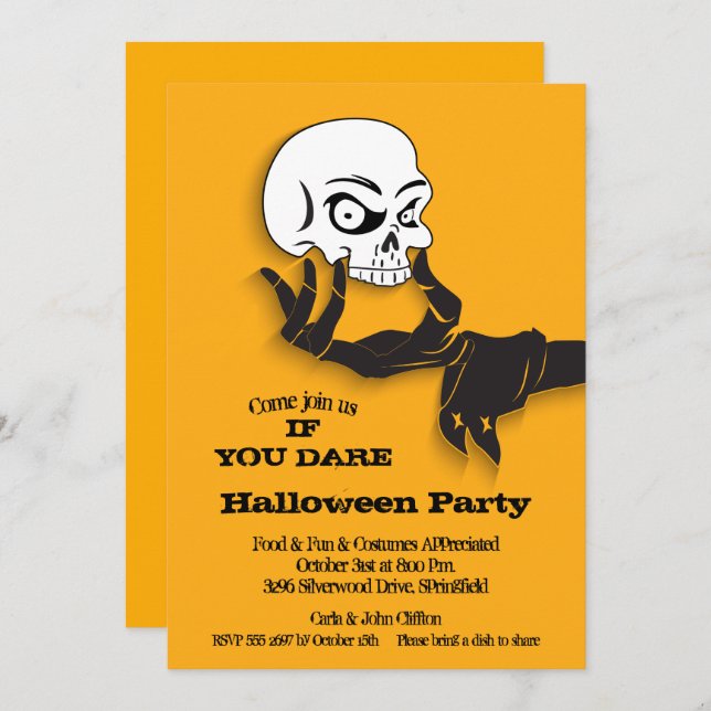 Creepy Skull Halloween Party Invitations (Front/Back)