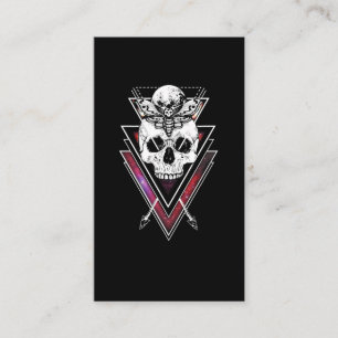 Creepy Skull Moon Moth Pastel Goth Business Card