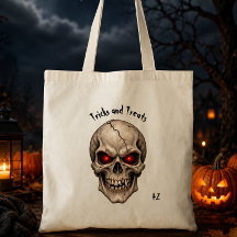 Creepy Skull with Glowing Eyes Custom Initials