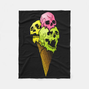 Creepy Skulls Icecream Horror Colourful Halloween Fleece Blanket