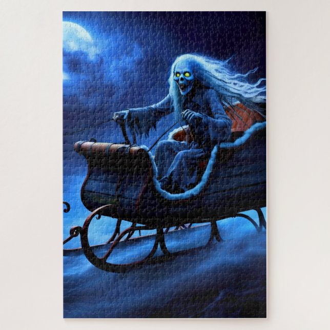 Creepy Sleigh Ghoul flies through the sky! Jigsaw Puzzle (Vertical)