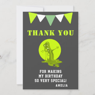 Creepy Slime Monster Birthday Thank You Card