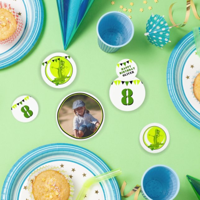 Creepy Slime Monster Green Photo Birthday Party Confetti (Creator Uploaded)