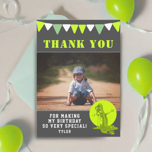 Creepy Slime Monster Photo Birthday Thank You Card