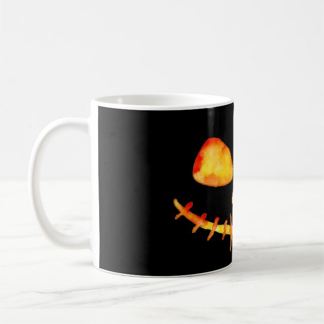Creepy Smiling Jack O' Lantern Face Coffee Mug (Left)