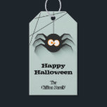 Creepy Spider Halloween Favour Gift Tags<br><div class="desc">A creepy black spider hanging from his web,  these party favour gift tags are fun for your Halloween party,  kid's Halloween birthday party,  Halloween costume parties. MATCHING items in our store.</div>
