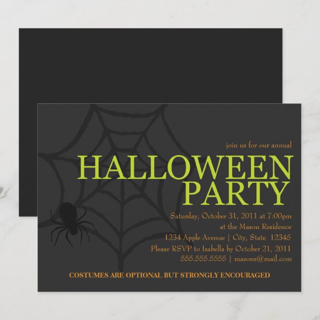 Creepy Spider Invitation (Front/Back)