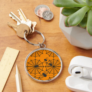 Creepy Spider Web Halloween Key Ring