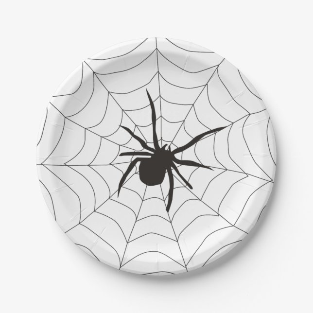 Creepy Spider Web Halloween Paper Plate (Front)