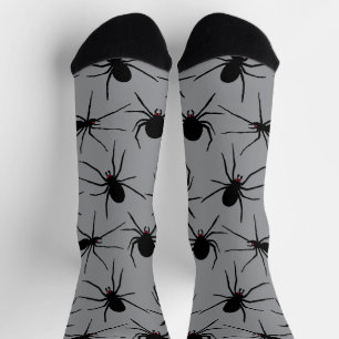 Creepy Spiders With Red Eyes Patterned Socks