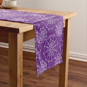 Creepy Spiderwebs Halloween Pattern Short Table Runner