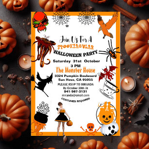 Creepy Spooktacular Symbols Halloween Party Teens Invitation