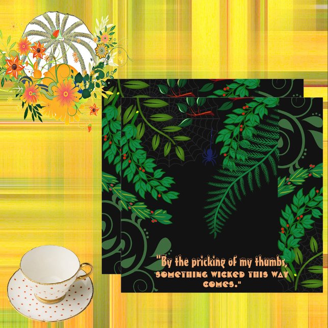 Creepy Spooky Greenery Dark Night Halloween Quote  Card (Creepy Spooky Greenery Dark Night Halloween Quote Card)