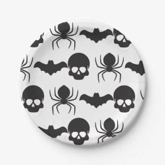 Creepy Spooky Halloween  – Skull, Spider & Bat Paper Plate