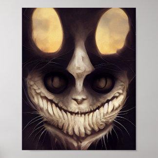 Creepy spooky horror cat poster