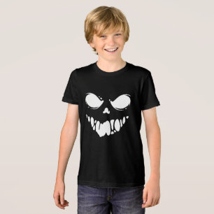 Creepy Spooky Scary Pumpkin Jack O Lantern Face Tri-Blend Shirt