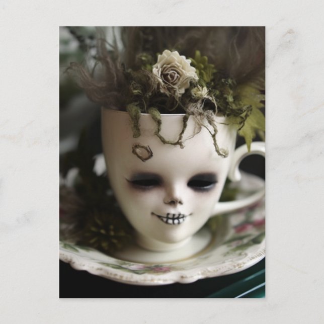 Creepy Teacup of Plants Postcard (Front)