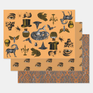 Creepy things, eyes & distressed pattern wrapping wrapping paper sheet