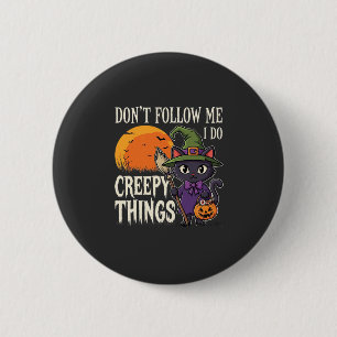 Creepy Things Halloween Cat Witch Design_1 6 Cm Round Badge