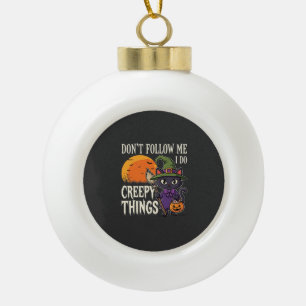 Creepy Things Halloween Cat Witch Design_1 Ceramic Ball Christmas Ornament