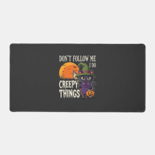 Creepy Things Halloween Cat Witch Design_1 Desk Mat