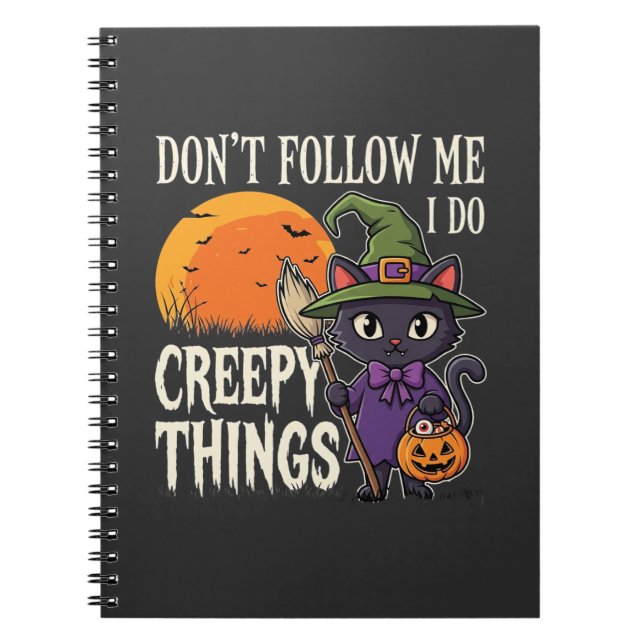 Creepy Things Halloween Cat Witch Design_1 Notebook (Front)