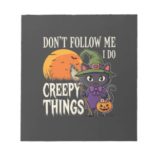 Creepy Things Halloween Cat Witch Design_1 Notepad