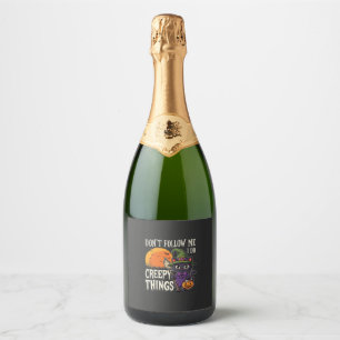 Creepy Things Halloween Cat Witch Design_1 Sparkling Wine Label