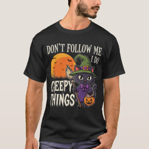 Creepy Things Halloween Cat Witch Design_1 T-Shirt