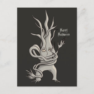 Creepy Tree Character Happy Halloween Postcard
