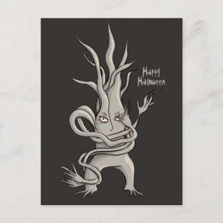 Creepy Tree Character Happy Halloween Postcard