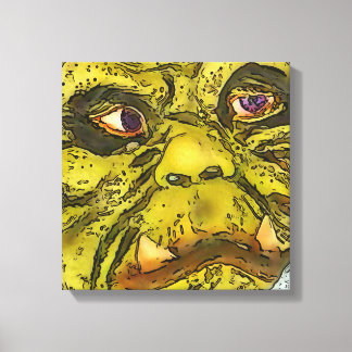Creepy Turtle Monster Black Outline Cartoon Canvas Print