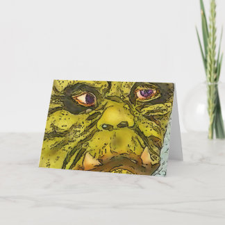 Creepy Turtle Monster Black Outline Cartoon  Card