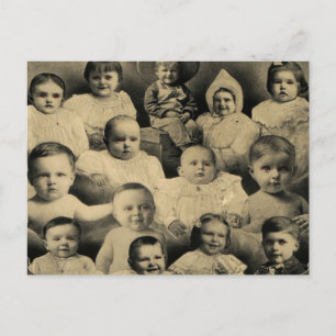 Creepy Victorian Evil Children Portrait Vintage Postcard