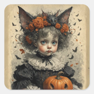 Creepy Victorian Girl Halloween Square Sticker
