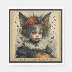 Creepy Victorian Girl Halloween Theme Napkin