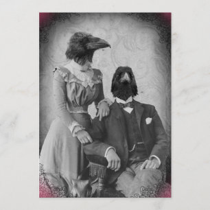 Creepy Victorian Raven Family Halloween Party Invitation