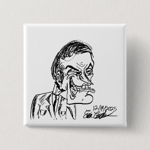 creepy villain cartoon 15 cm square badge