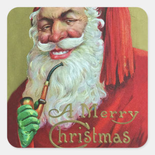 Creepy Vintage Christmas Santa Square Sticker