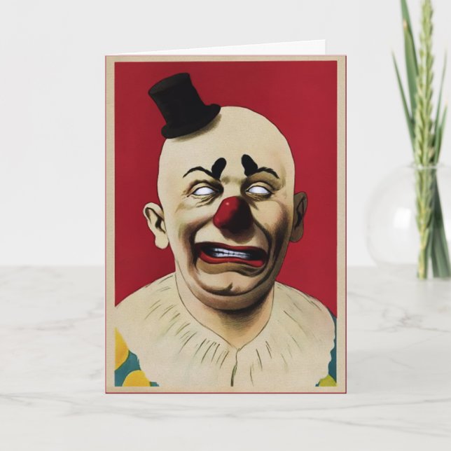 Creepy Vintage Clown Birthday Card (Front)